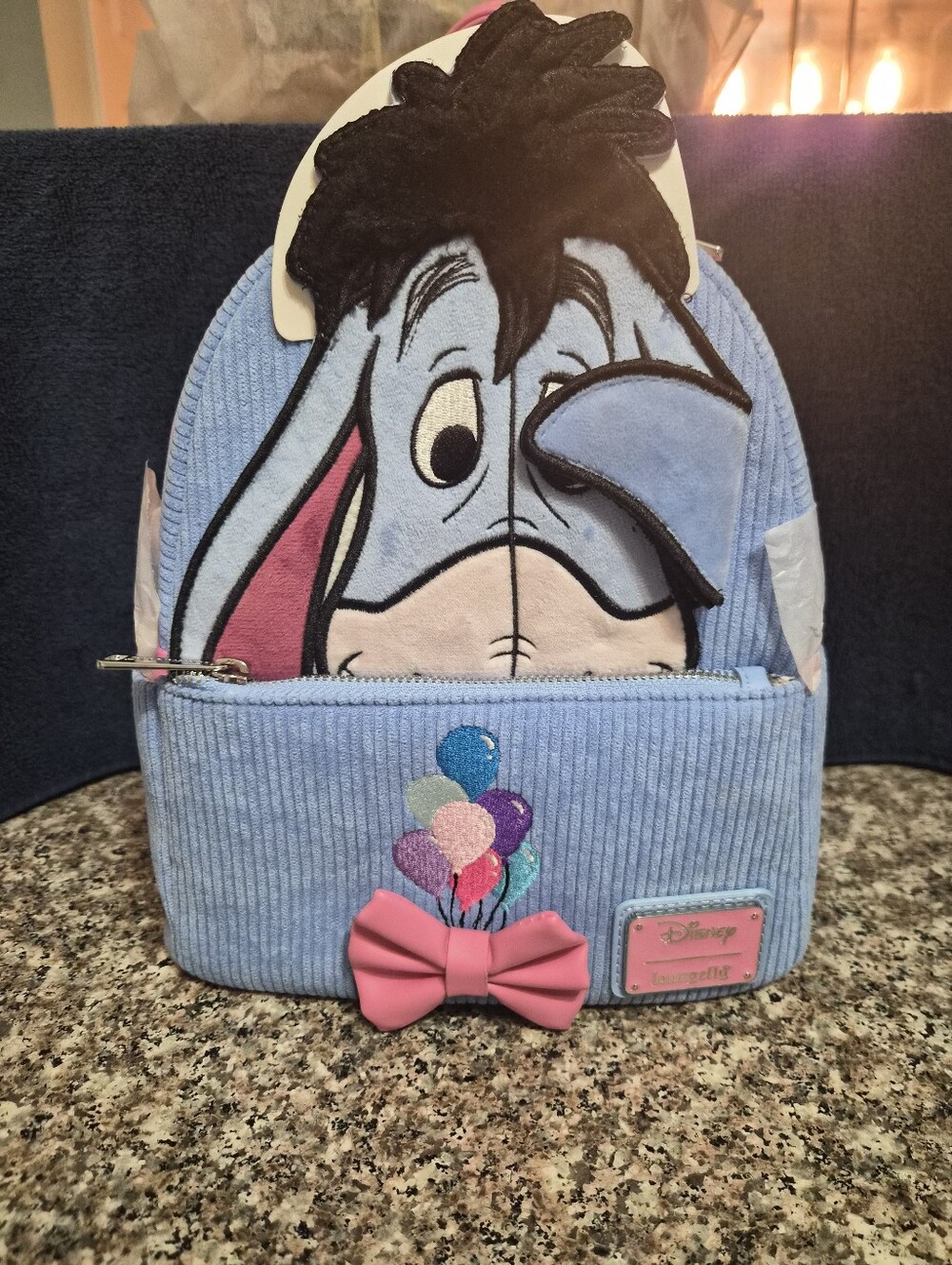Disney Eeyore Loungefly Backpack - Light Blue with Pink Accents